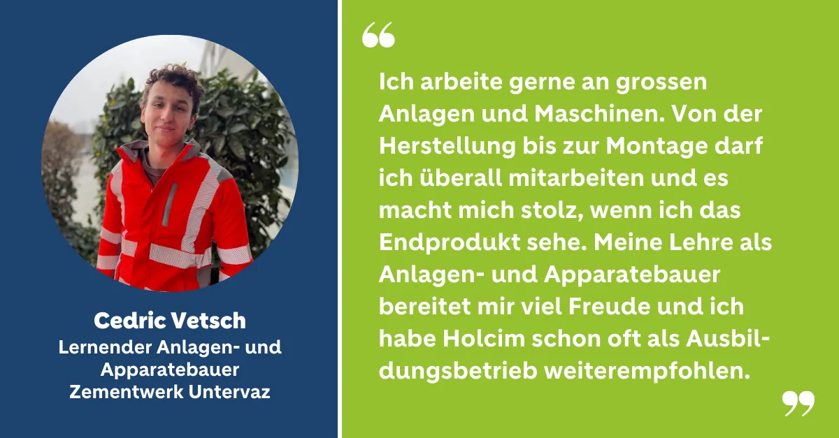 Lehre als Anlagen- und Apparatebauer bei Holcim